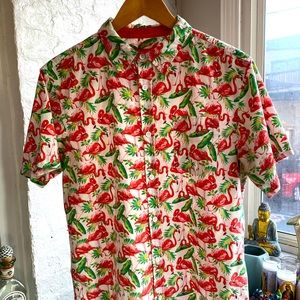 Flamingo Short Sleeve Button Down
